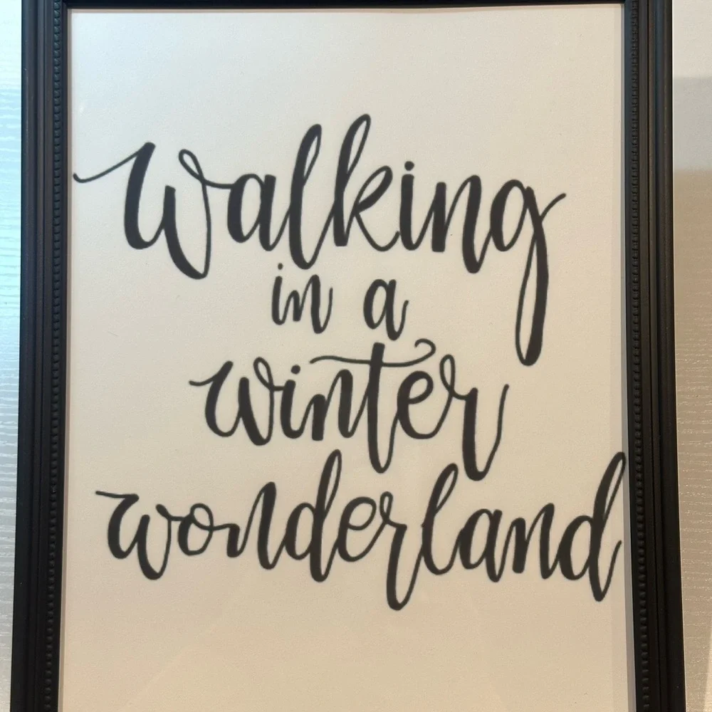 walking in a winter wonderland cursive Christmas holidays framed art print 8x10